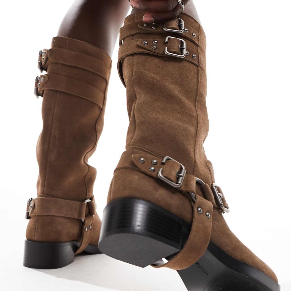 Stradivarius Leather Biker Boots-SOLD